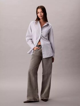 Camicia button-down a righe in popeline dal taglio morbido