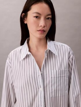 Camicia button-down a righe in popeline dal taglio morbido