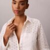 Camicia button-down con ricamo inglese