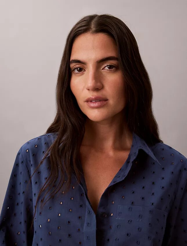 Camicia button-down con ricamo inglese Camicia button-down con ricamo inglese