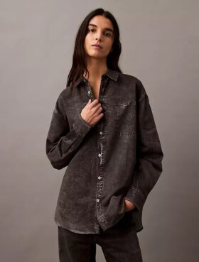 Camicia button-down con stampa Denim