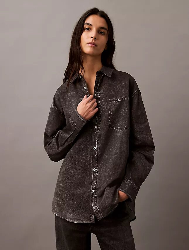 Camicia button-down con stampa Denim Camicia button-down con stampa Denim