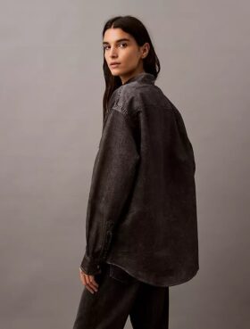 Camicia button-down con stampa Denim