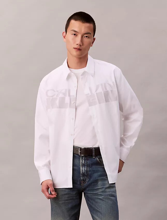Camicia button-down dal taglio morbido con logo in popeline Camicia button-down dal taglio morbido con logo in popeline