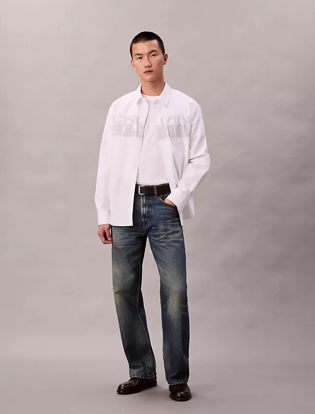 Camicia button-down dal taglio morbido con logo in popeline Camicia button-down dal taglio morbido con logo in popeline
