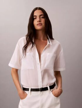 Camicia button-down dal taglio morbido in misto cotone