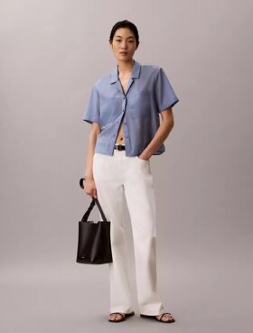 Camicia button-down dal taglio morbido in misto cotone