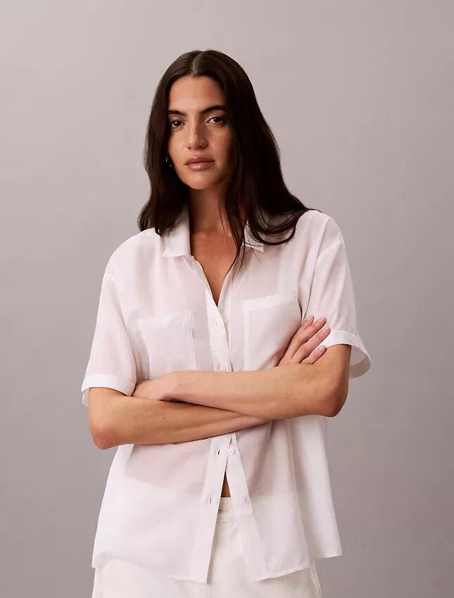 Camicia button-down dal taglio morbido in misto cotone Camicia button-down dal taglio morbido in misto cotone