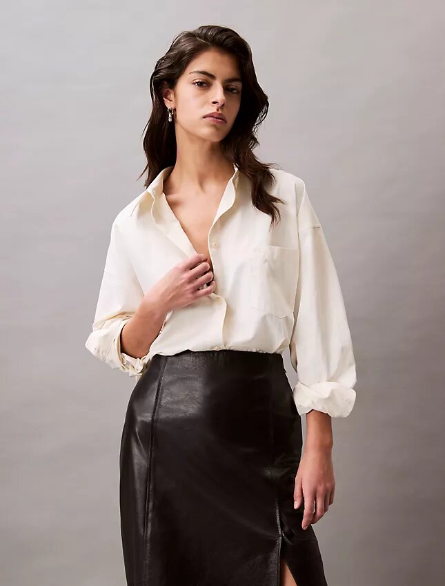 Camicia button-down dal taglio morbido in misto viscosa Camicia button-down dal taglio morbido in misto viscosa