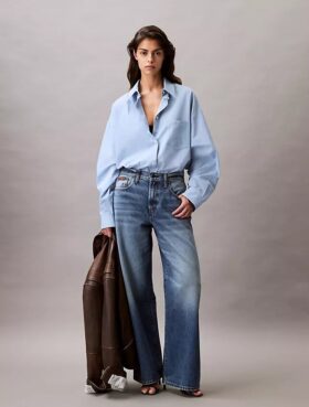 Camicia button-down dal taglio morbido in misto viscosa