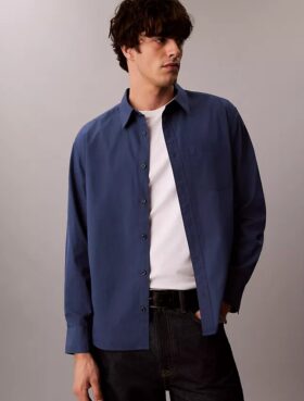 Camicia button-down dal taglio morbido in popeline lavato