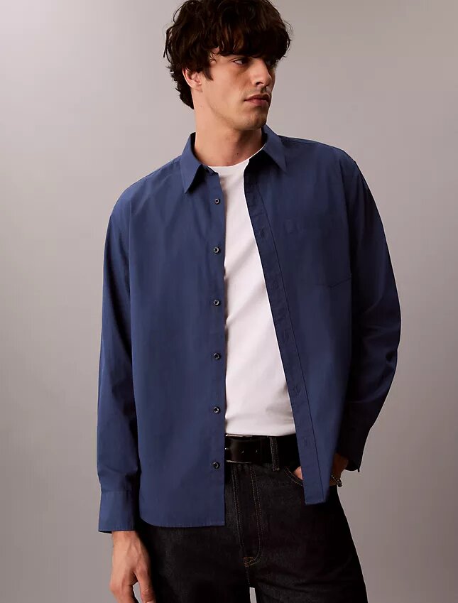 Camicia button-down dal taglio morbido in popeline lavato Camicia button-down dal taglio morbido in popeline lavato