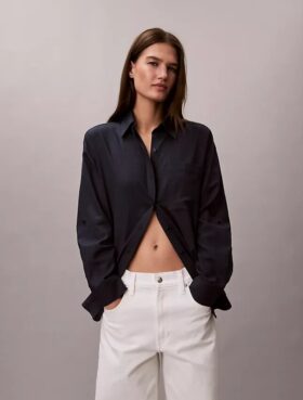 Camicia button-down dalla linea morbida in misto lino