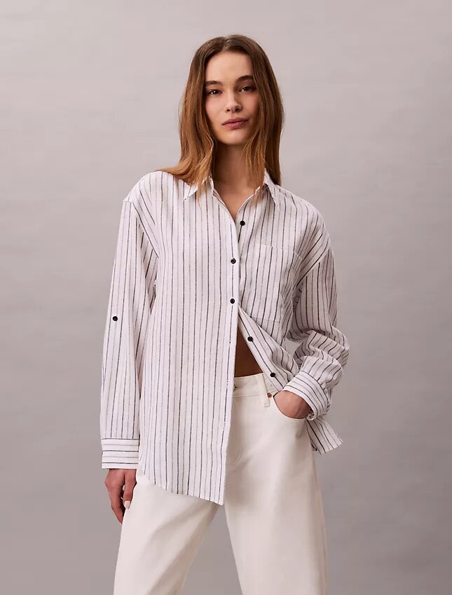 Camicia button-down dalla linea morbida in misto lino Camicia button-down dalla linea morbida in misto lino