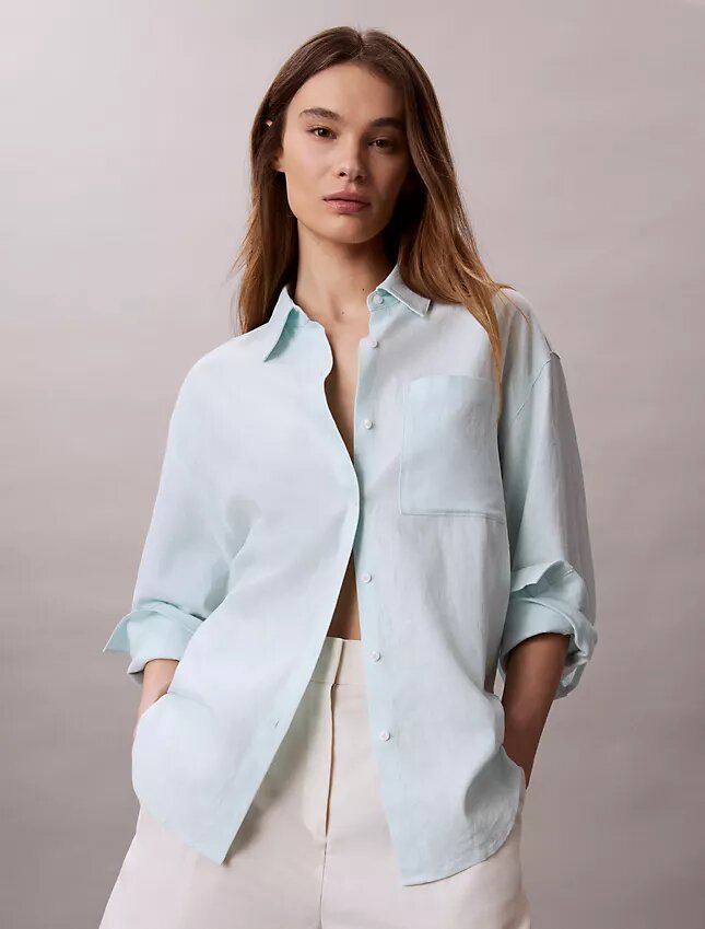Camicia button-down dalla linea morbida in misto lino Camicia button-down dalla linea morbida in misto lino
