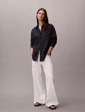 Camicia button-down dalla linea morbida in misto lino
