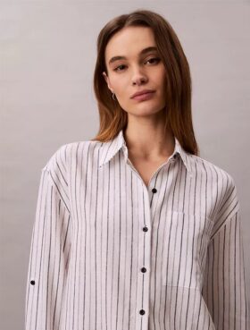 Camicia button-down dalla linea morbida in misto lino