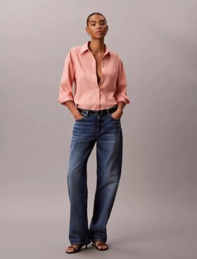 Camicia button-down dalla linea morbida in misto lino