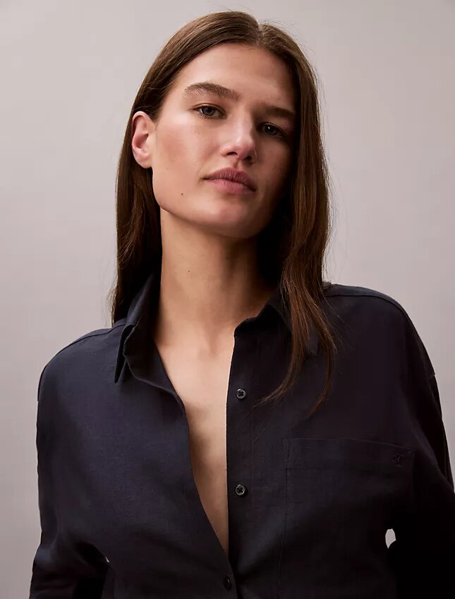 Camicia button-down dalla linea morbida in misto lino Camicia button-down dalla linea morbida in misto lino