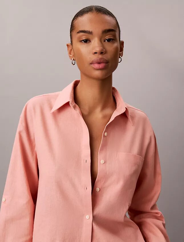 Camicia button-down dalla linea morbida in misto lino Camicia button-down dalla linea morbida in misto lino
