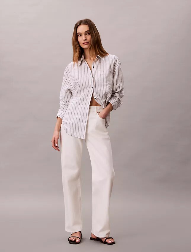 Camicia button-down dalla linea morbida in misto lino Camicia button-down dalla linea morbida in misto lino