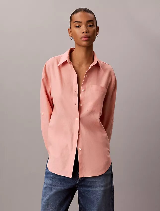 Camicia button-down dalla linea morbida in misto lino Camicia button-down dalla linea morbida in misto lino