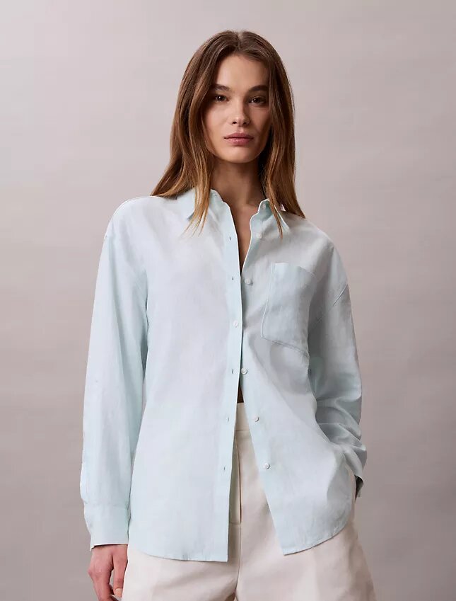 Camicia button-down dalla linea morbida in misto lino Camicia button-down dalla linea morbida in misto lino