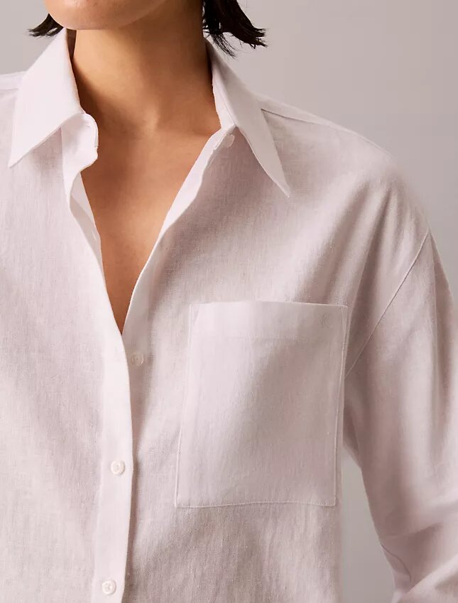 Camicia button-down dalla linea morbida in misto lino Camicia button-down dalla linea morbida in misto lino