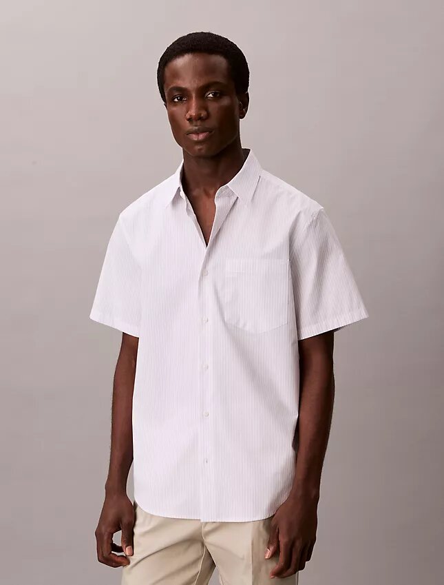 Camicia button-down in cotone Cotton Stretch a righe sottili Camicia button-down in cotone Cotton Stretch a righe sottili