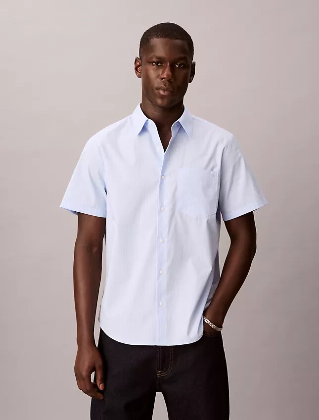 Camicia button-down in cotone Cotton Stretch a righe sottili Camicia button-down in cotone Cotton Stretch a righe sottili