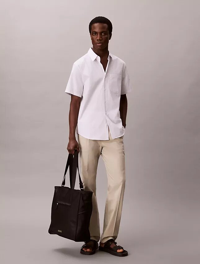 Camicia button-down in cotone Cotton Stretch a righe sottili Camicia button-down in cotone Cotton Stretch a righe sottili