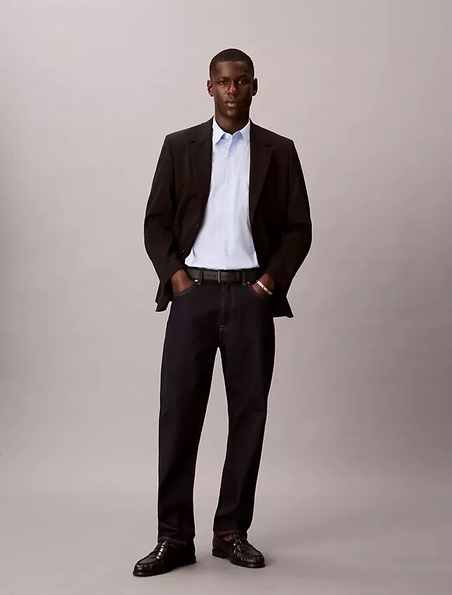 Camicia button-down in cotone Cotton Stretch a righe sottili Camicia button-down in cotone Cotton Stretch a righe sottili