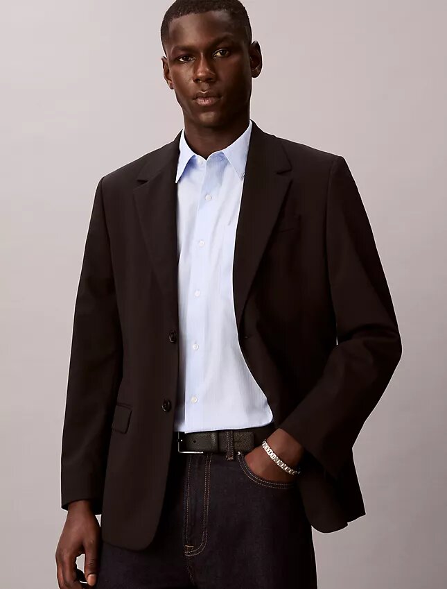 Camicia button-down in cotone Cotton Stretch a righe sottili Camicia button-down in cotone Cotton Stretch a righe sottili
