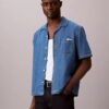 Camicia button-down in Denim misto lino