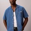 Camicia button-down in Denim misto lino