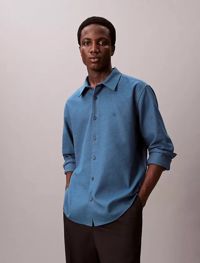 Camicia button-down in flanella melange dalla vestibilità comoda Camicia button-down in flanella melange dalla vestibilità comoda