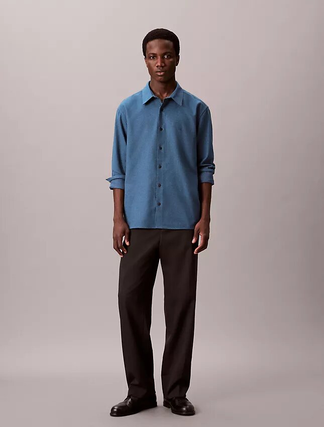 Camicia button-down in flanella melange dalla vestibilità comoda Camicia button-down in flanella melange dalla vestibilità comoda