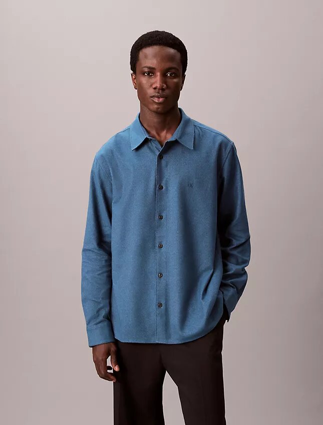 Camicia button-down in flanella melange dalla vestibilità comoda Camicia button-down in flanella melange dalla vestibilità comoda
