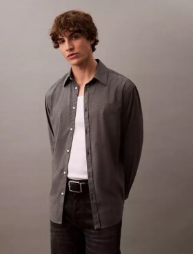 Camicia button-down in misto lana dal taglio morbido