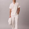 Camicia button-down in misto lino a quadri dal taglio morbido