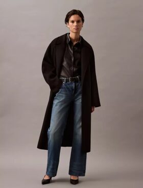 Camicia button-down in pelle di agnello