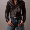 Camicia button-down in pelle di agnello Camicia button-down in pelle di agnello