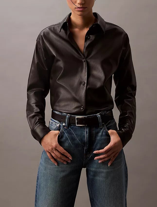 Camicia button-down in pelle di agnello Camicia button-down in pelle di agnello