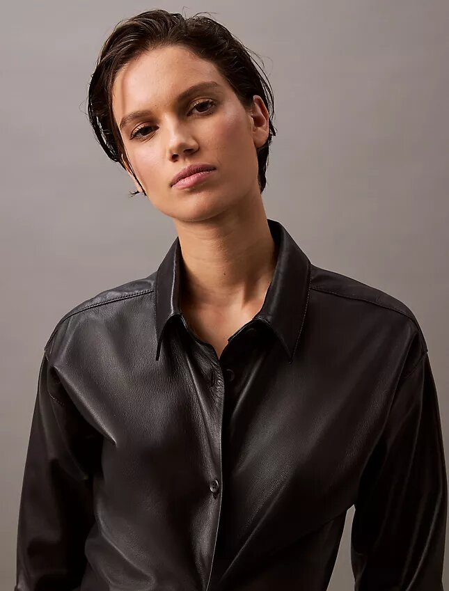 Camicia button-down in pelle di agnello Camicia button-down in pelle di agnello