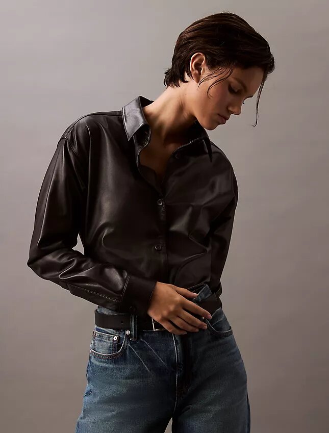 Camicia button-down in pelle di agnello Camicia button-down in pelle di agnello