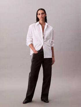 Camicia button-down in popeline dal taglio morbido