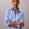 Camicia button-down in popeline di cotone con logo a strisce Camicia button-down in popeline di cotone con logo a strisce