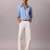 Camicia button-down in popeline di cotone con logo a strisce Camicia button-down in popeline di cotone con logo a strisce