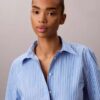Camicia button-down in popeline di cotone con logo a strisce Camicia button-down in popeline di cotone con logo a strisce