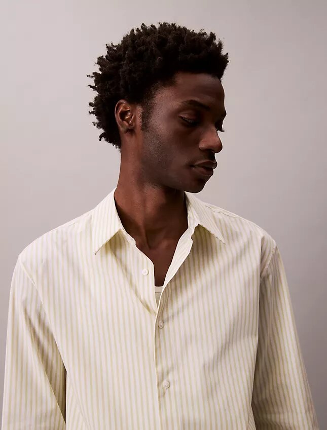 Camicia button-down in popeline di cotone Cotton Stretch a righe Camicia button-down in popeline di cotone Cotton Stretch a righe
